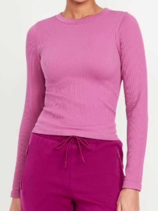 Seamless Fitted Rib T-Shirt Long Sleeve OLD NAVY  Top Size XL Tall - Picture 1 of 9